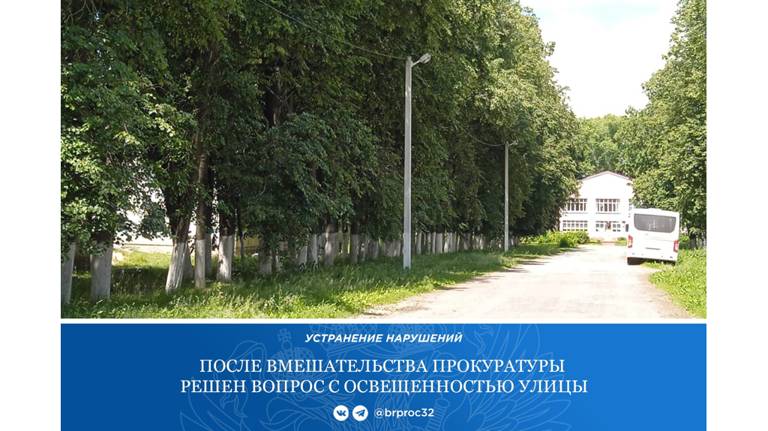 По требованию прокуратуры осветили улицу Центральную в брянском посёлке Озарённый