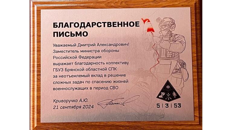 Замминистра обороны поблагодарил брянских медиков за помощь бойцам СВО