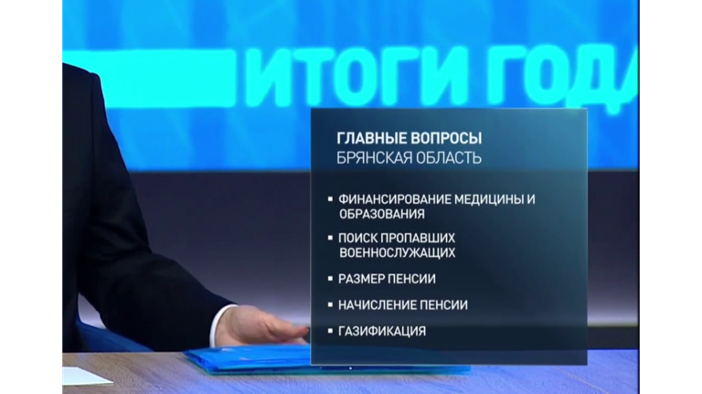 Озвучены главные вопросы, поступившие президенту на прямую линию от брянцев