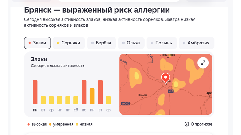 Брянских аллергиков предупредили о высокой активности пыльцы злаковых