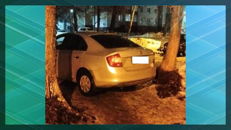 В Брянске 27-летнего водителя Skoda оштрафовали по фото из соцсети за парковку на тротуаре