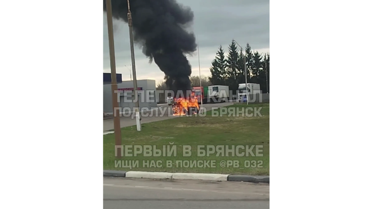 Опубликовали видео вспыхнувшей возле брянской заправки машины