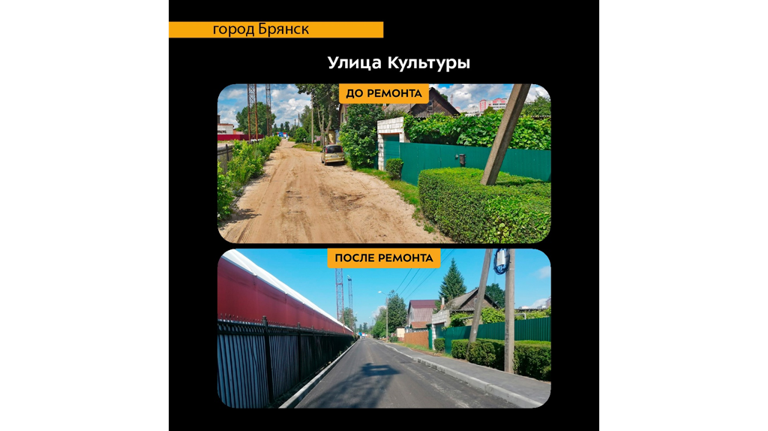 Брянцам показали фото улицы Культуры до и после ремонта