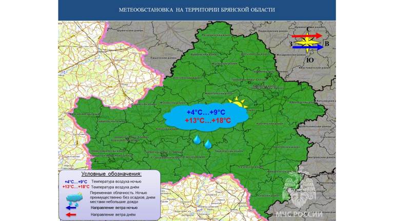 В Брянской области 13 апреля обещают небольшие дожди и +18