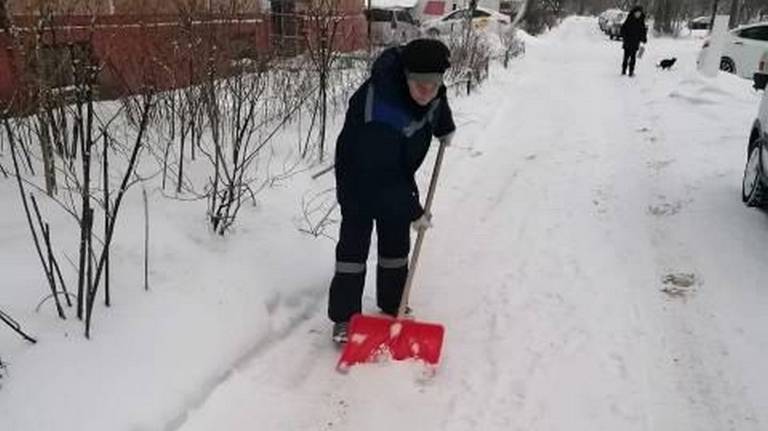 В Бежицком районе Брянска управляющие компании продолжают чистить дворы от снега