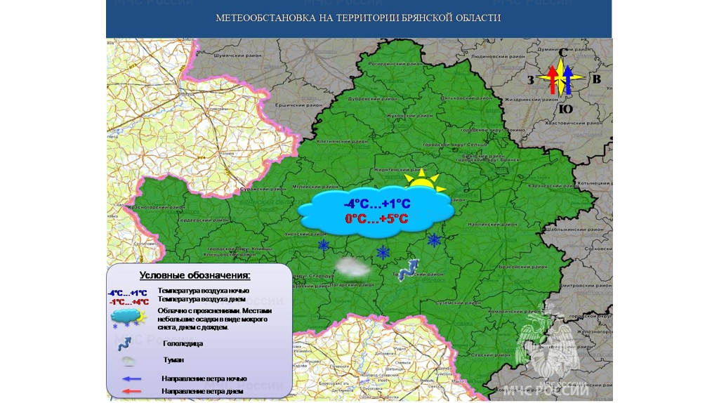 В последнюю субботу января брянцам обещают мокрый снег и +5 градусов
