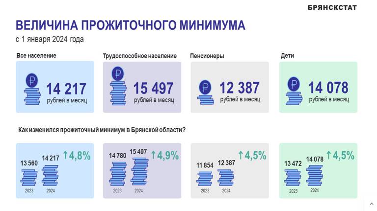 Прожиточный минимум в Брянской области увеличился до 14 217 рублей