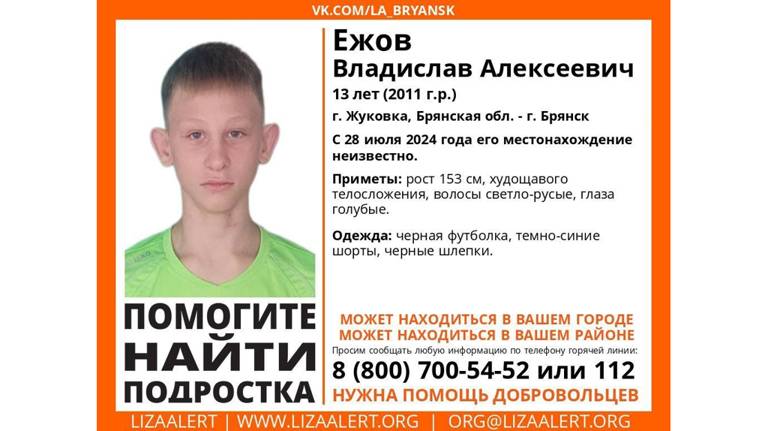 Пропавший в Брянской области 13-летний Владислав Ежов найден живым