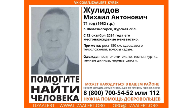 Брянцев просят помочь в поисках 71-летнего Михаила Жулидова из Курской области