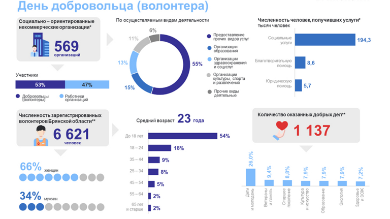 В Брянской области насчитывается 569 волонтерских организаций