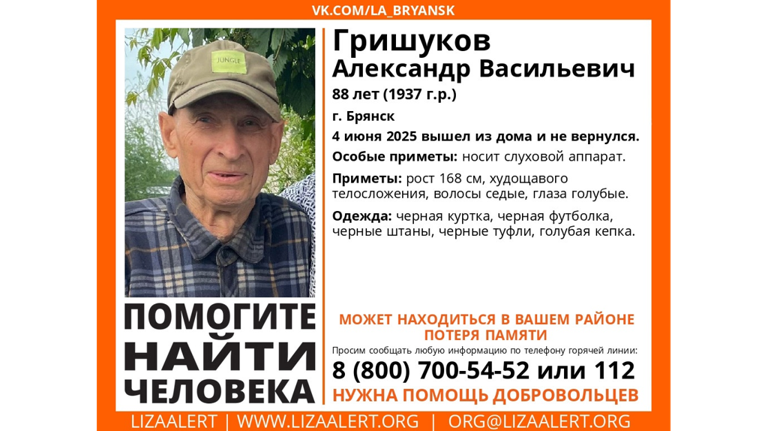 В Брянске без вести пропал 88-летний Александр Гришуков