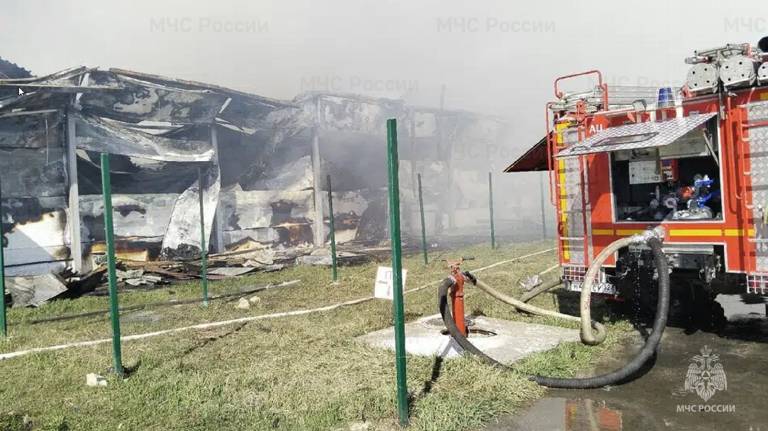 Пожар на брянской птицеферме локализован на площади 3080 квадратных метров