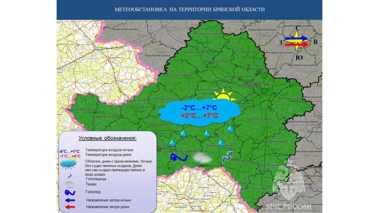 Брянцев в воскресенье ждет потепление до +7 градусов и дождь