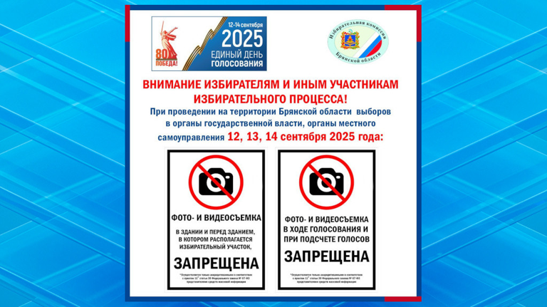 В Брянской области ввели особые правила фото- и видеосъемки на выборах