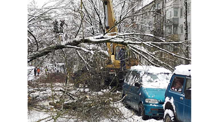 В Брянске устраняют последствия снегопада