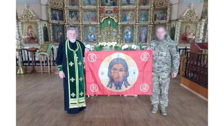 Для бойцов «БАРС-Брянск» освятили стяг с образом Спаса Нерукотворного