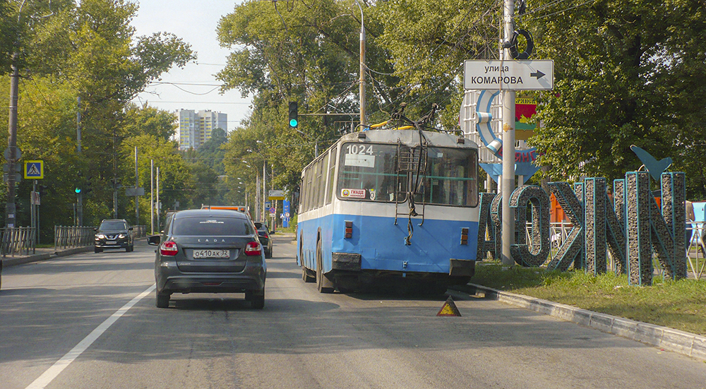 В Брянске возле бассейна ДОСААФ троллейбус стал на аварийке