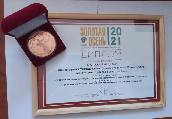 Медведовское поселение Клинцовского района Брянщины получило бронзу «Золотой осени»