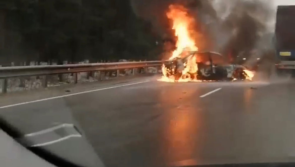 На трассе в Брянской области сгорел автомобиль