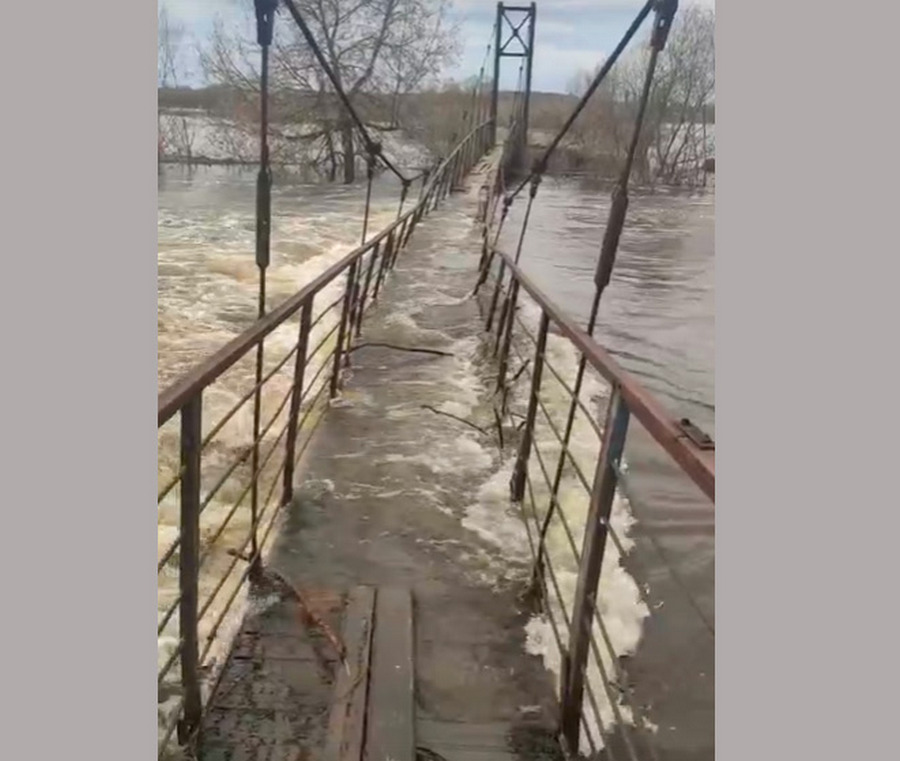В Дятьковском районе затопило подвесной пешеходный мост