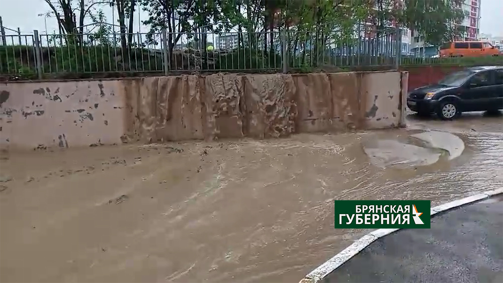 В Брянске из-за ливня грязевые потоки смывают дворы по переулку Пилотов