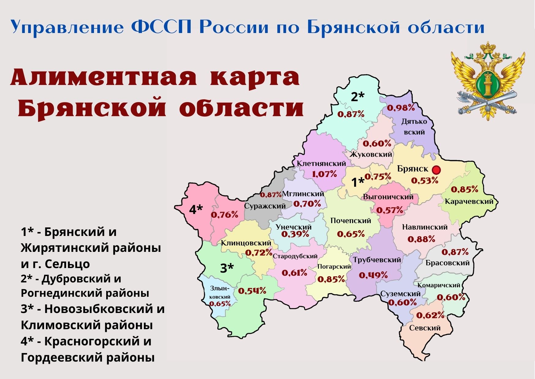 Приставы выпустили актуальную алиментную карту Брянской области