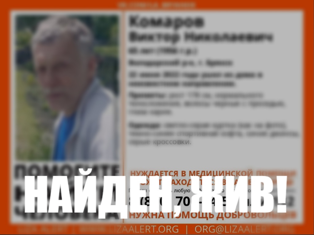 В Брянской области нашли живым пропавшего 65-летнего Виктора Комарова