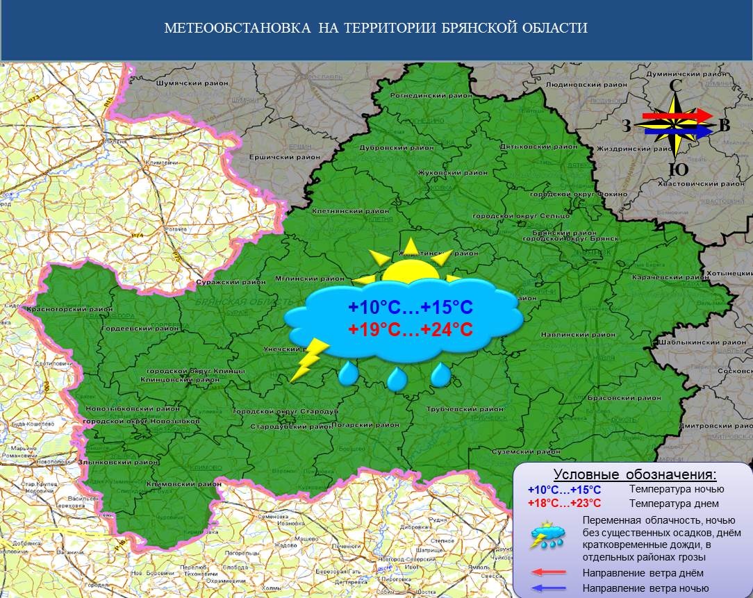 МЧС предупредило о грозах в Брянской области 15 июля при 24 градусах тепла