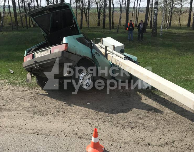 Под Брянском в ДТП легковушка снесла столб