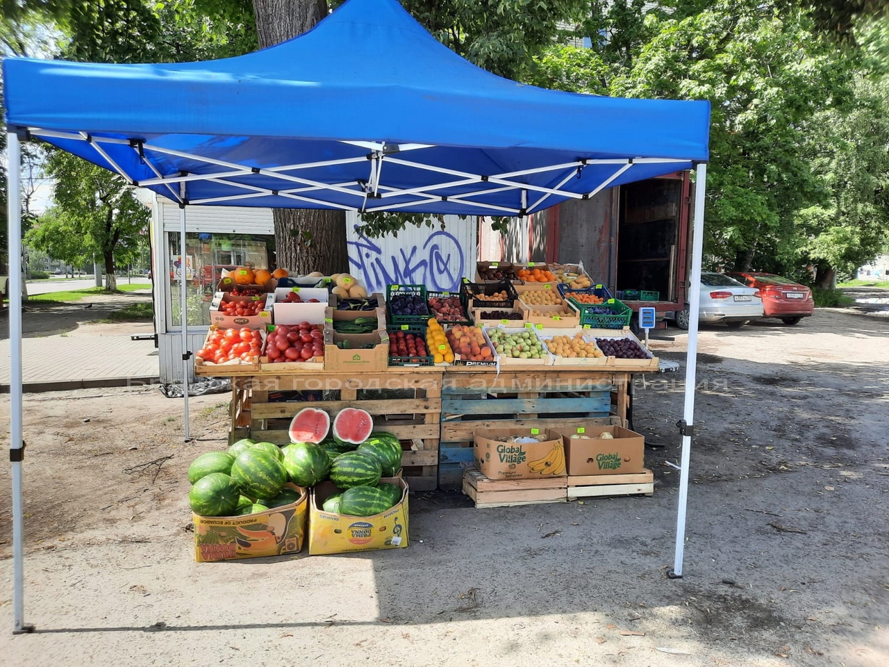 В Брянске на «Мечте» демонтировали незаконную палатку с овощами и фруктами