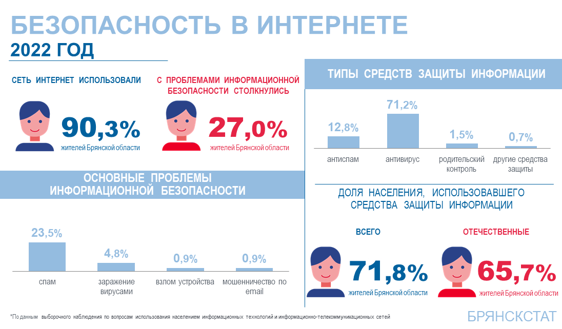 В 2022 году каждый четвертый брянец столкнулся с проблемами информационной безопасности в интернете