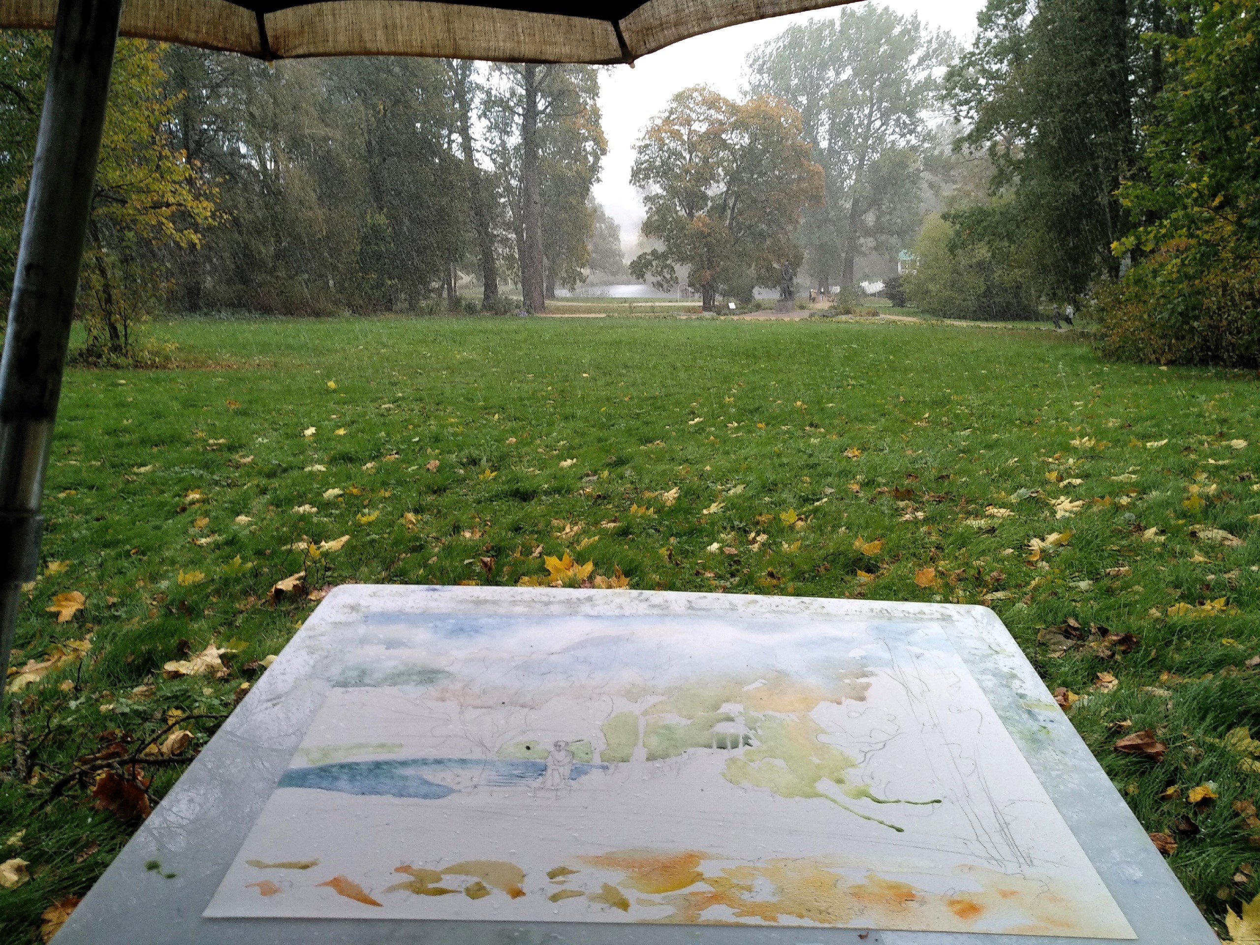 На пленэре в Овстуге художники живописали холодный осенний парк
