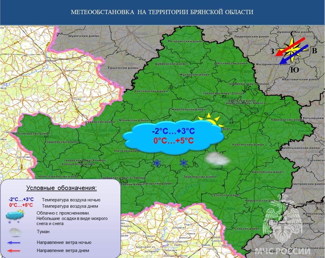 В Брянской области 17 ноября прогнозируют мокрый снег и до 2 градусов мороза