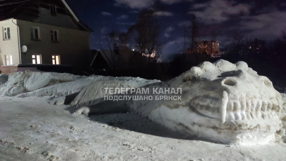 На улице Правды в Брянске вылепили снежного дракона