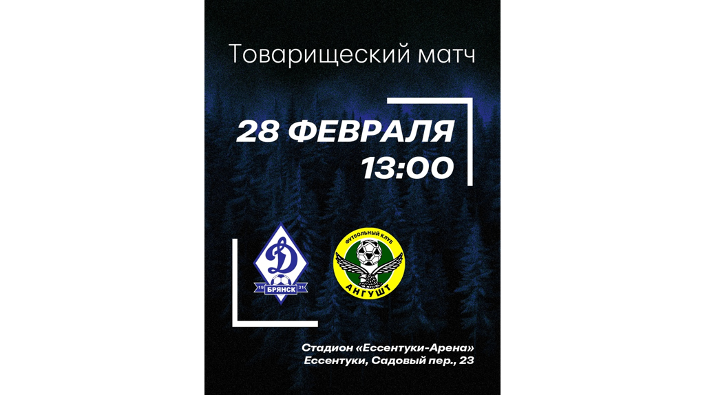 Очередной товарищеский матч брянское «Динамо» проведет против «Ангушта» из Назрани