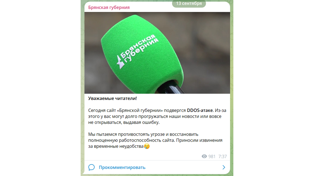 Две волны мощных DDoS-атак пережила «Брянская губерния»