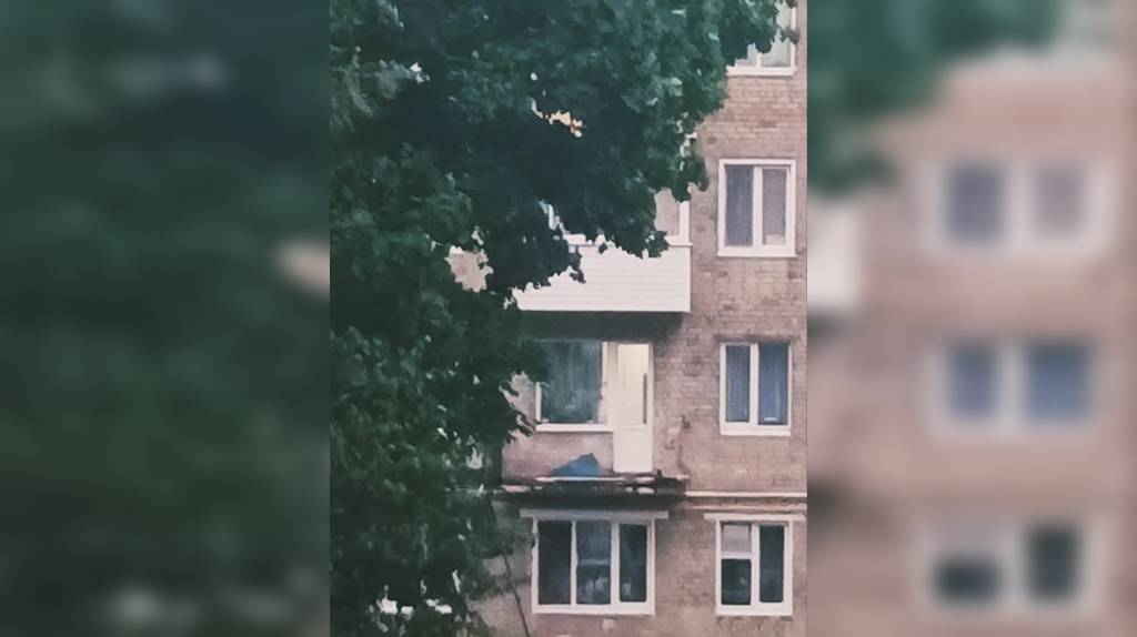 В Новозыбкове вырванное с корнем дерево повредило балкон дома