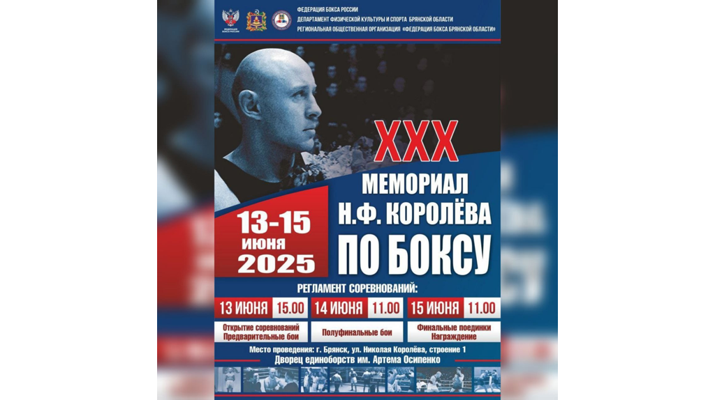 В Брянске с 13 по 15 июня пройдет XXX мемориал Николая Королева по боксу