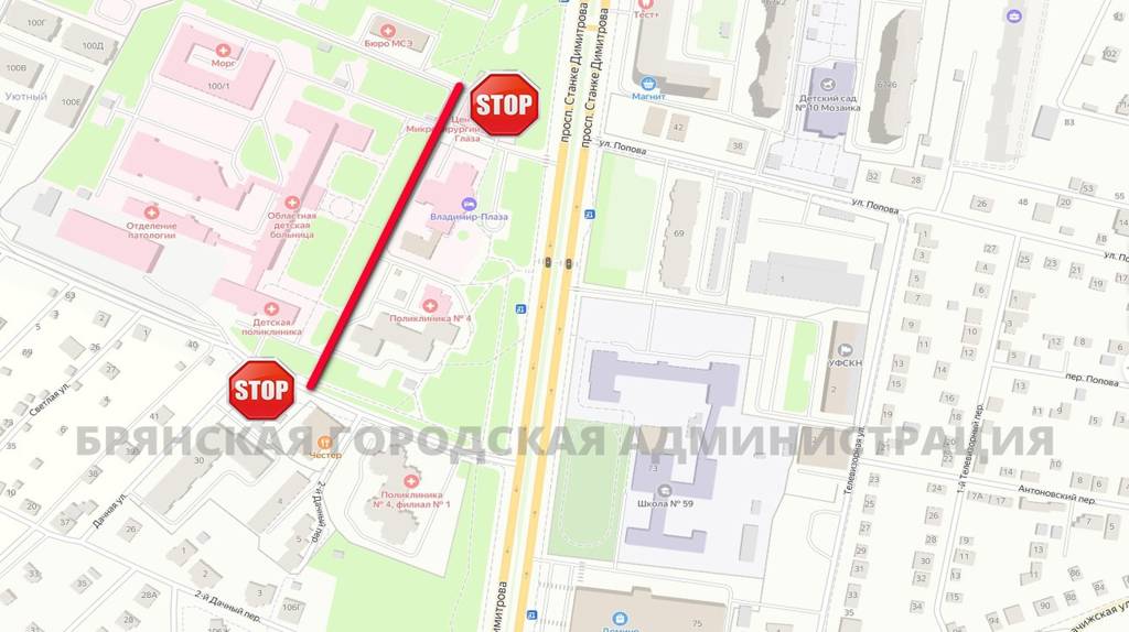 В Брянске с 28 июня закрывается на ремонт проезд у детской областной больницы