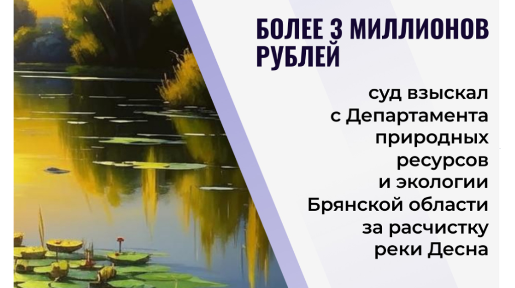 Брянский экологический департамент выплатит подрядчику 3,3 млн рублей за расчистку Десны