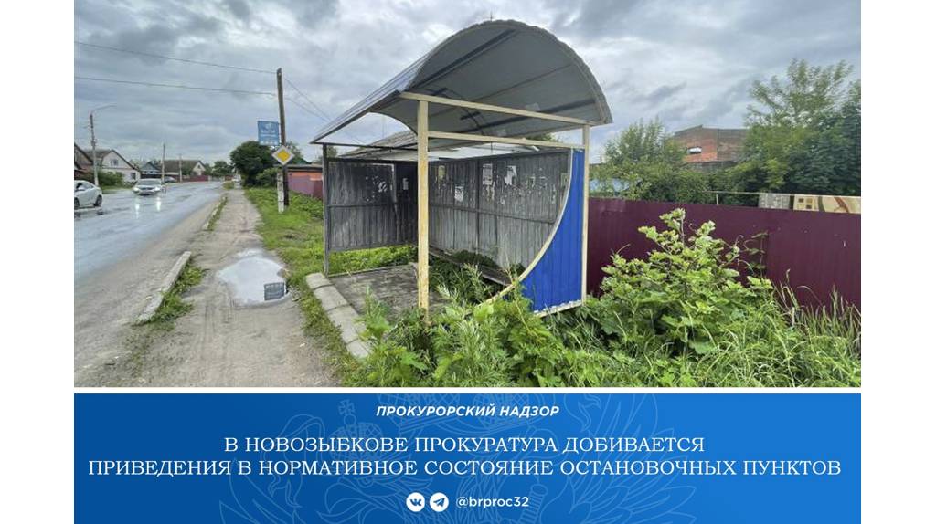 В Новозыбкове прокуратура потребовала осветить остановки и поставить возле них мусорки