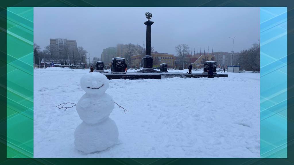 Посетителей Центрального парка отдыха в Брянске встречает пара веселых снеговиков