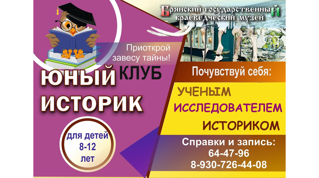 В Брянске 15 марта состоится занятие клуба «Юный историк»