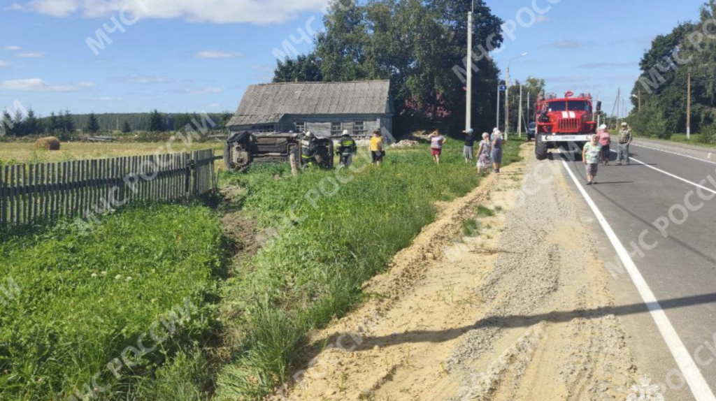 В Мглинском районе перевернулась легковушка: потребовалась помощь спасателей