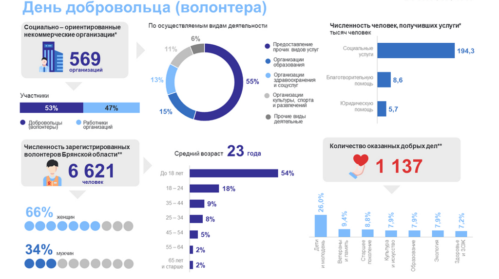 В Брянской области насчитывается 569 волонтерских организаций