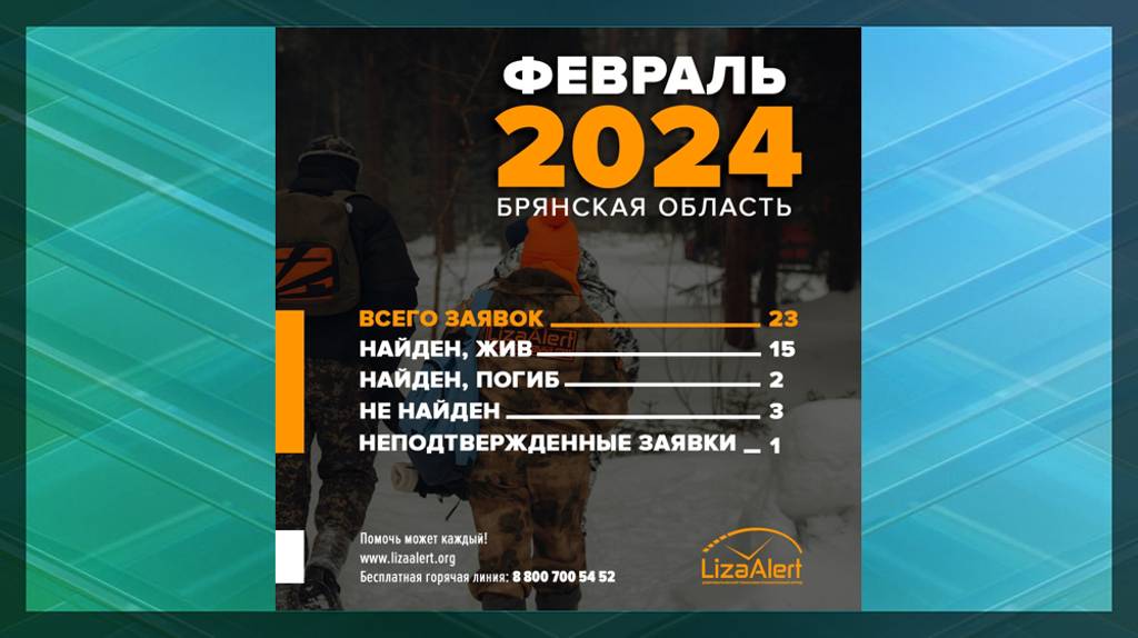 За февраль волонтеры в Брянской области нашли живыми 15 человек  
