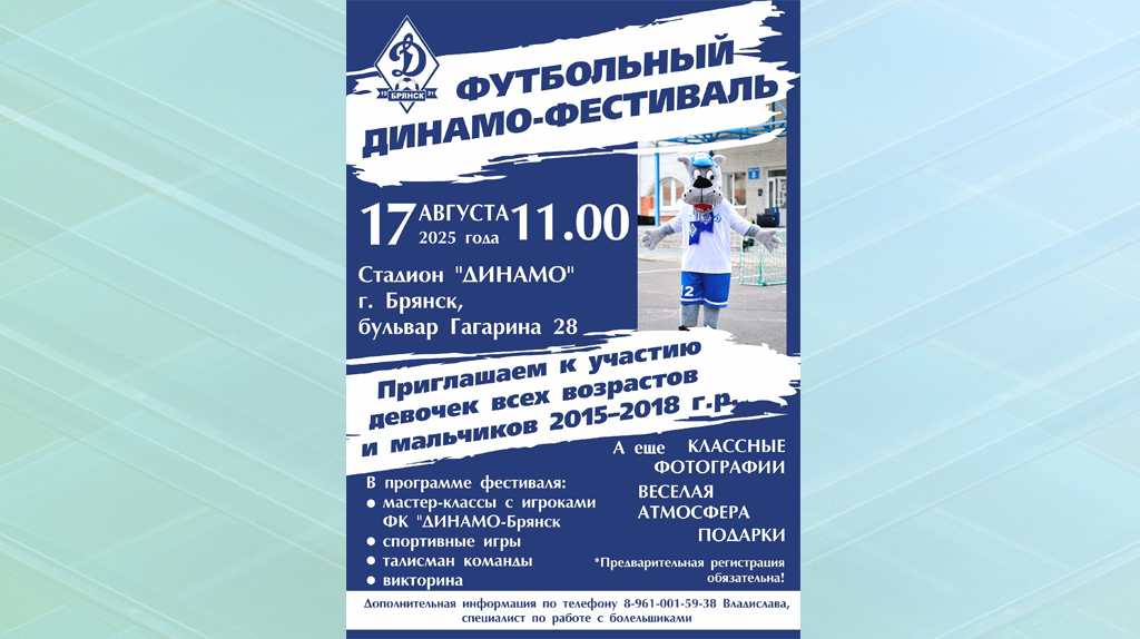 В Брянске состоится детский футбольный «Динамо-фестиваль»