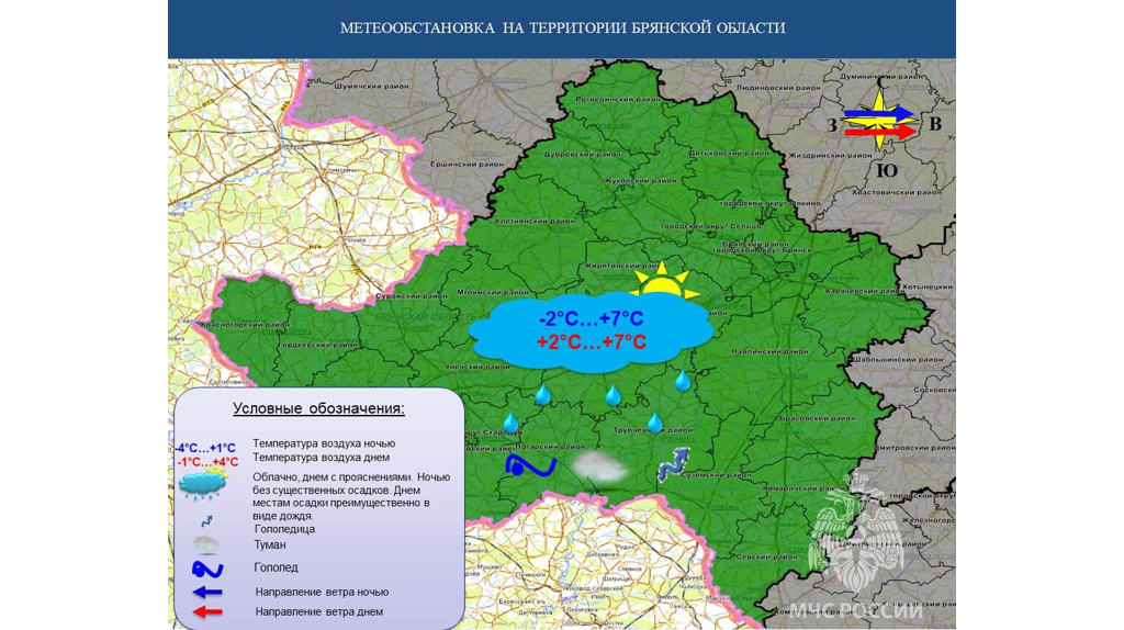 Брянцев в воскресенье ждет потепление до +7 градусов и дождь