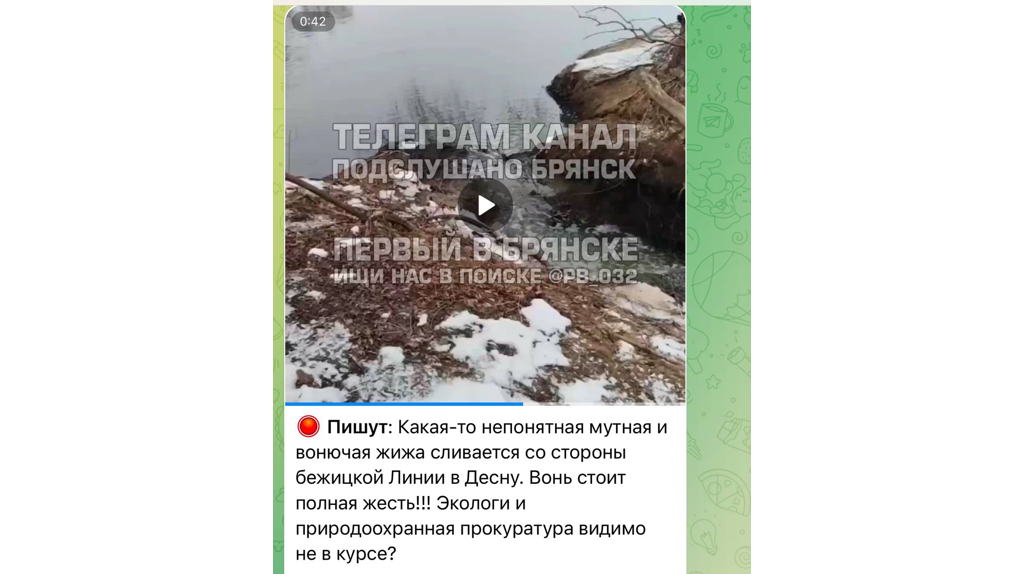 Брянская прокуратура проверит информацию о загрязнении Десны