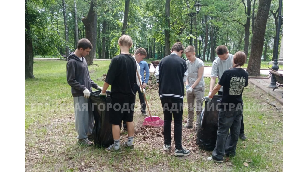 В Пушкинском парке Брянска убрали мусор и посадили цветы